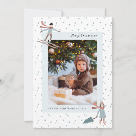 Sneeuw Kerstmis Foto Vakantie Kaart