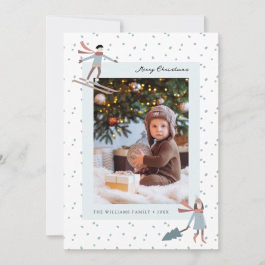 Sneeuw Kerstmis Foto Vakantie Kaart (Voorkant)