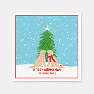 Sneeuw Kerstmis Honden Persoonlijke Servetten