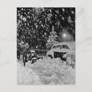 Sneeuw Kerstmis in de Vintage van de Stad van New Feestdagenkaart