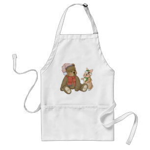 Sneeuw Kerstmis Teddy en Bunny Standaard Schort