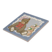 Sneeuw Kerstmis Teddy en Bunny Tegeltje (Zijkant)
