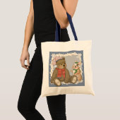 Sneeuw Kerstmis Teddy en Bunny Tote Bag (Voorkant (product))