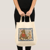 Sneeuw Kerstmis Teddy en Bunny Tote Bag (Voorkant (product))