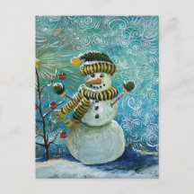 Sneeuw Klaar voor Kerstmis Sneeuwman schilderij