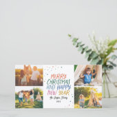 Sneeuw Kleurrijke Prettig Kerstfeest 4 Foto Collag Feestdagenkaart (Staand voorkant)