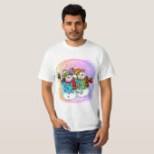 Sneeuw Koppel Sneeuwman T-shirt (Voorkant volledig)