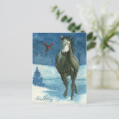 Sneeuw Label Wild Horse Post Card Briefkaart (Staand voorkant)