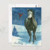Sneeuw Label Wild Horse Post Card Briefkaart (Voorkant / Achterkant)