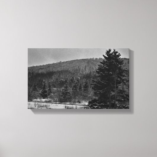Sneeuw Landschap in Zwart-wit Canvas Afdruk (Voorkant)