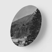 Sneeuw Landschap in Zwart-wit Ronde Klok (Hoek)