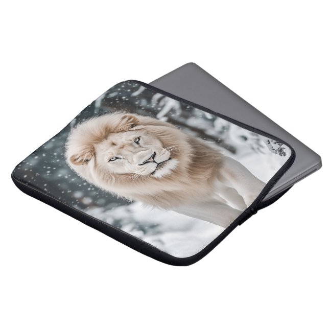 Sneeuw Leeuw Laptop Sleeve (Voorkant top)