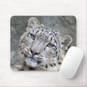 Sneeuw Leopard Closeup Face Muismat (Met muis)