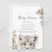 Sneeuw Leopard Cub | Schattige Arctisch Winter Bab Kaart (Voorkant)