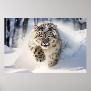 Sneeuw Leopard Dier Natuur Majestic Wild Poster