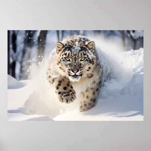 Sneeuw Leopard Dier Natuur Majestic Wild Poster (Voorkant)