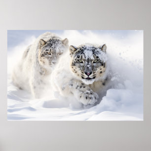 Sneeuw Leopard Dier Natuur Majestic Wild Poster