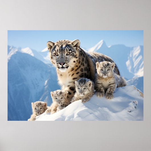 Sneeuw Leopard Dier Wild Beauty Freedom Wilderness Poster (Voorkant)