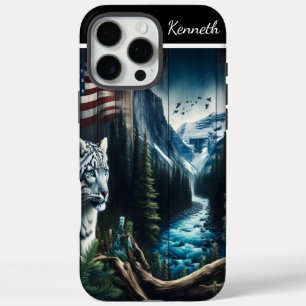 Sneeuw Leopard Dromen van Mountain Stream iPhone 16 Pro Max Hoesje