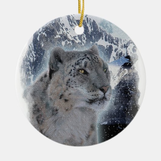 SNEEUW LEOPARD Endangered Species of Big Cat Keramisch Ornament (Voorkant)