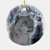 SNEEUW LEOPARD Endangered Species of Big Cat Keramisch Ornament (Achterkant)