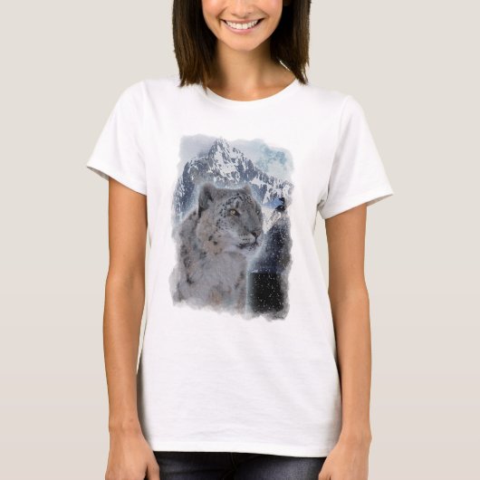 SNEEUW LEOPARD Endangered Species of Big Cat T-shirt (Voorkant)