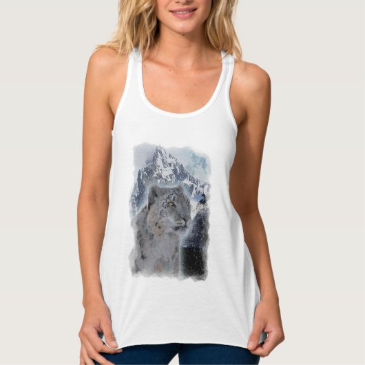 SNEEUW LEOPARD Endangered Species of Big Cat Tanktop (Voorkant)