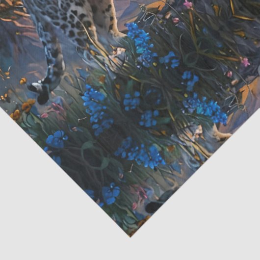 Sneeuw Leopard Kasteel Zonsopgang reflectie Tissuepapier (Detail)