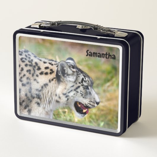 Sneeuw Leopard Metalen Lunchbox (Achterkant)