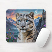 Sneeuw Leopard Mountain Valley Sunset Muismat (Met muis)