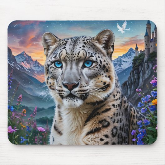 Sneeuw Leopard Mountain Valley Sunset Muismat (Voorkant)