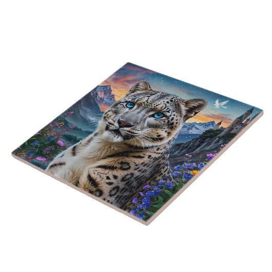 Sneeuw Leopard Mountain Valley Sunset Tegeltje (Zijkant)