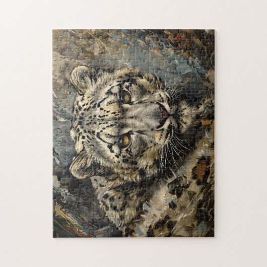 Sneeuw Leopard olieverfschilderij Legpuzzel (Verticaal)