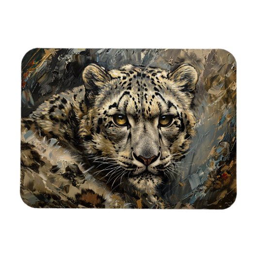 Sneeuw Leopard olieverfschilderij Magneet (Horizontaal)