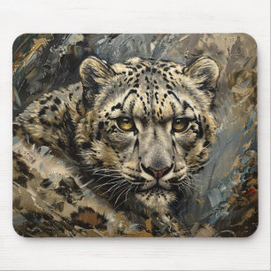 Sneeuw Leopard olieverfschilderij Muismat