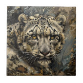Sneeuw Leopard olieverfschilderij Tegeltje (Voorkant)
