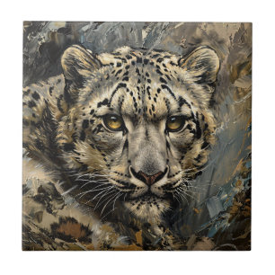 Sneeuw Leopard olieverfschilderij Tegeltje