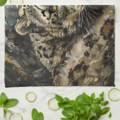 Sneeuw Leopard olieverfschilderij Theedoek (Gevouwen)