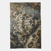Sneeuw Leopard olieverfschilderij Theedoek (Verticaal)