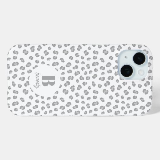 Sneeuw Leopard Print Monogrammed Modern Case-Mate iPhone Case (Achterkant (horizontaal))