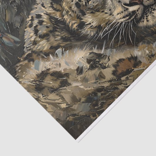 Sneeuw Leopard Schilderen Decoupage Tissuepapier (Detail)