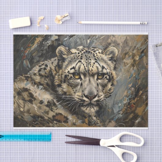 Sneeuw Leopard Schilderen Decoupage Tissuepapier (Craft)