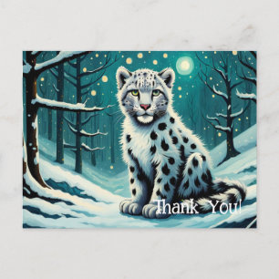 Sneeuw Leopard Sneeuwbos Nacht Briefkaart