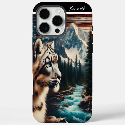 Sneeuw Leopard staart bij Mountain Stream Case-Mate iPhone Case (Achterkant)