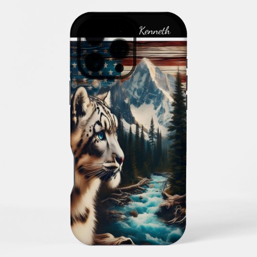 Sneeuw Leopard staart bij Mountain Stream iPhone Hoesje (Achterkant)