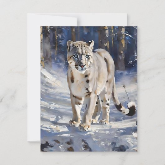 Sneeuw Leopard Studie C - Oliën Feestdagenkaart (Voorkant)