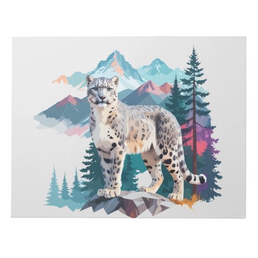 Sneeuw Leopard Vector Art Animal in het Majestic Notitieblok (Voorkant)