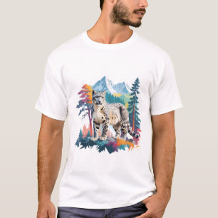 Sneeuw Leopard Vector Art Animal in het Majestic T-shirt