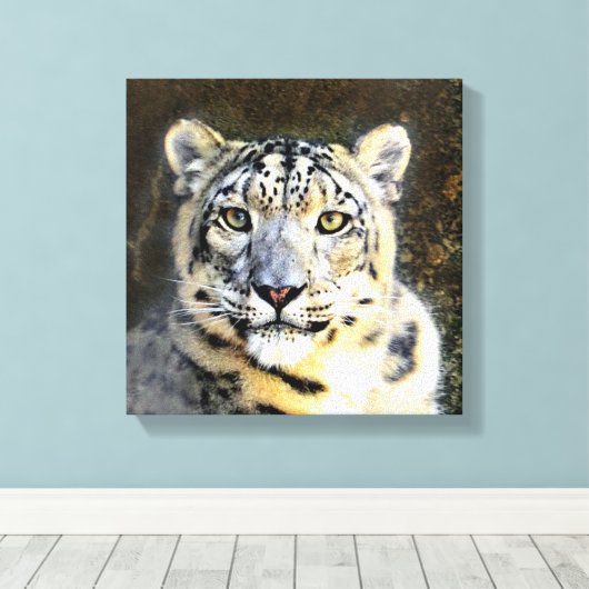 Sneeuw Leopard Verpakt Canvas (Insitu (Houten vloer))