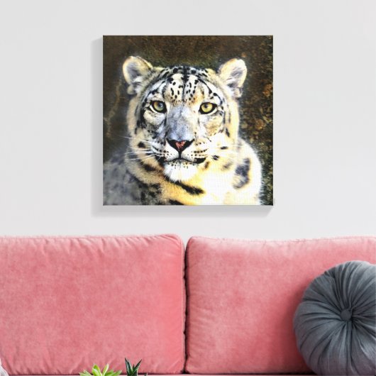 Sneeuw Leopard Verpakt Canvas Afdruk (Insitu (Woonkamer))